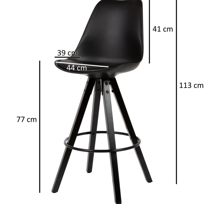 FineBuy 2er Set Barhocker Schwarz Tresenhocker Kunstleder mit Lehne Barstuhl