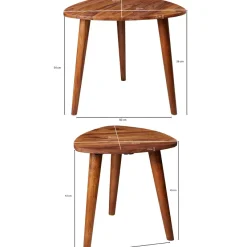 FineBuy 2er Set Beistelltisch Sheesham Holz Massiv Wohnzimmer Tisch Couchtisch