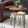 FineBuy 2er Set Beistelltisch FB51455 Sheesham Holz Metall Wohnzimmer Couchtisch