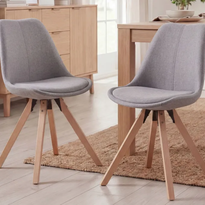 FineBuy 2er Set Esszimmerstühle Retro Stuhl Küchenstühle Stoff Stühle