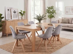 FineBuy 2er Set Esszimmerstühle Retro Stuhl Küchenstühle Stoff Stühle