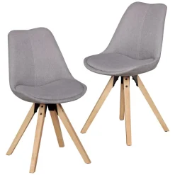 FineBuy 2er Set Esszimmerstühle Retro Stuhl Küchenstühle Stoff Stühle