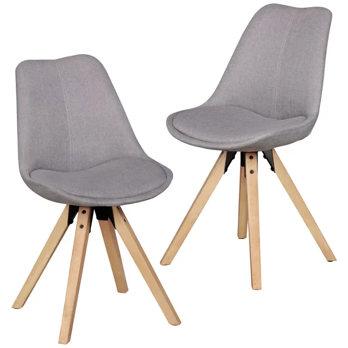 FineBuy 2er Set Esszimmerstühle Retro Stuhl Küchenstühle Stoff Stühle