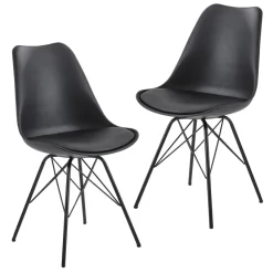 FineBuy 2er Set Esszimmerstuhl Küchenstuhl Kunstleder Design Polsterstuhl Stuhl