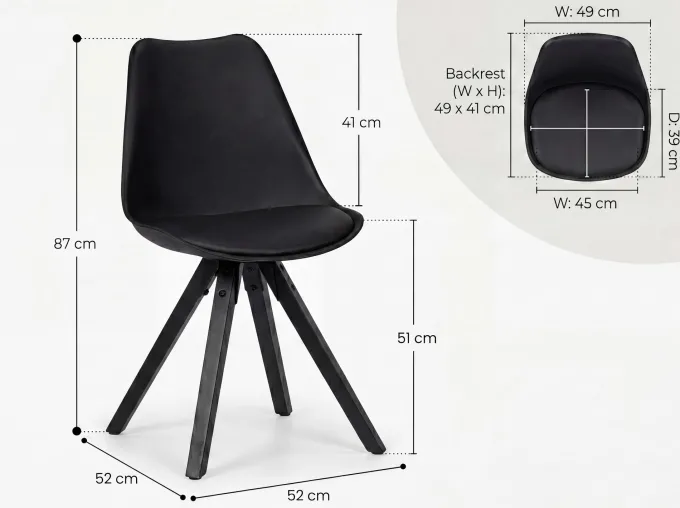 FineBuy 2er Set Esszimmerstuhl Kunstleder Polsterstuhl Küchenstuhl Skandinavisch