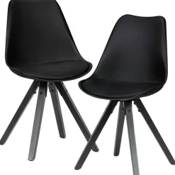 FineBuy 2er Set Esszimmerstuhl Kunstleder Polsterstuhl Küchenstuhl Skandinavisch