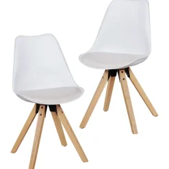 FineBuy 2er Set Retro Esszimmerstuhl Kunstleder Essstuhl Küchenstuhl Rückenlehne