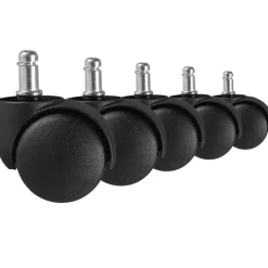 FineBuy 5er Set Rollen für Bürostuhl 11 Teppichbodenrollen 50 mm Weichbodenrollen