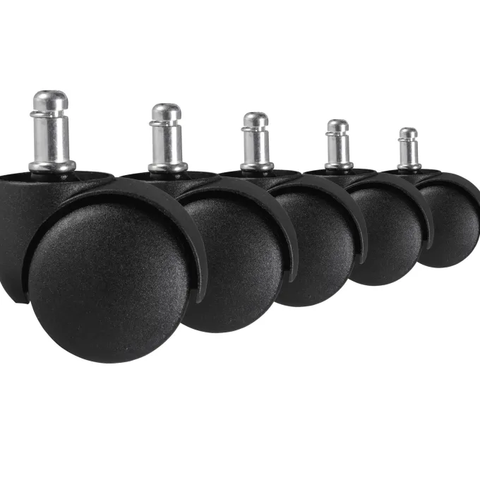 FineBuy 5er Set Rollen für Bürostuhl 11 Teppichbodenrollen 50 mm Weichbodenrollen