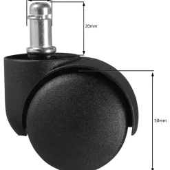 FineBuy 5er Set Rollen für Bürostuhl 11 Teppichbodenrollen 50 mm Weichbodenrollen