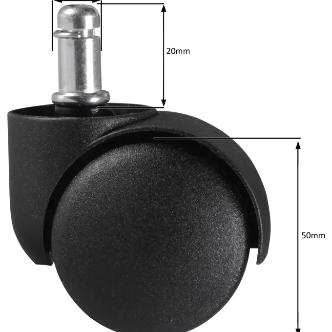 FineBuy 5er Set Rollen für Bürostuhl 11 Teppichbodenrollen 50 mm Weichbodenrollen
