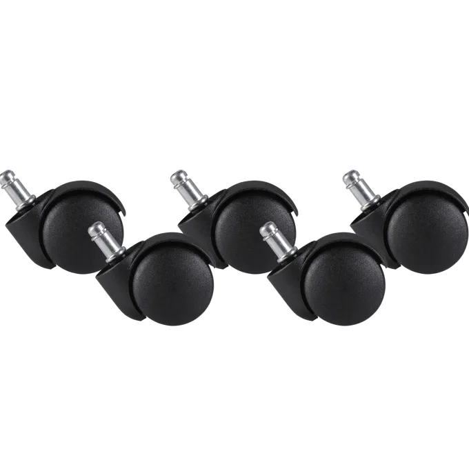 FineBuy 5er Set Rollen für Bürostuhl 11 Teppichbodenrollen 50 mm Weichbodenrollen