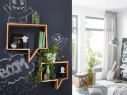 FineBuy 2er Set Wandregale Massivholz Akazie Regal Wand Wandboard Cubes