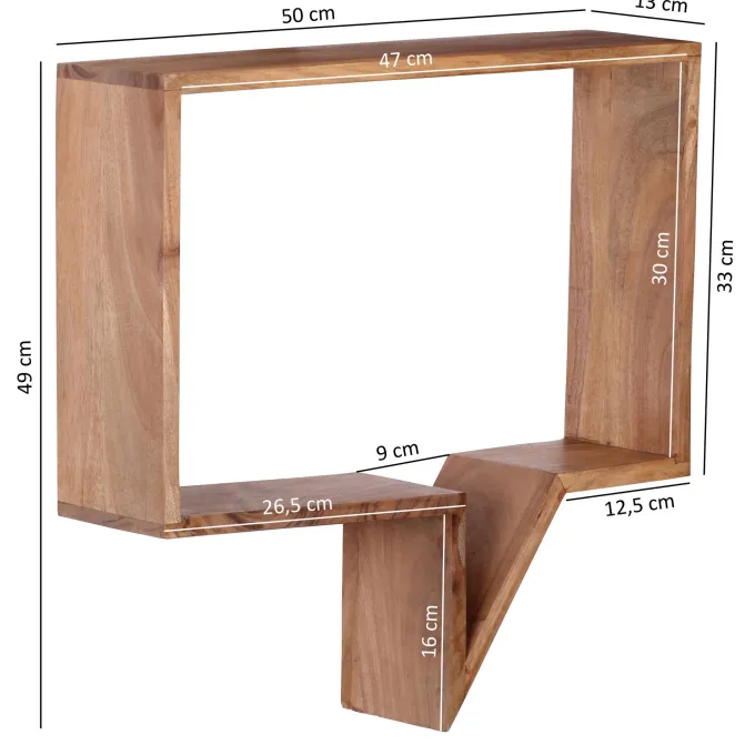 FineBuy 2er Set Wandregale Massivholz Akazie Regal Wand Wandboard Cubes