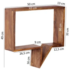 FineBuy 2er Set Wandregale Massivholz Sheesham Regal Wand Wandboard Cubes