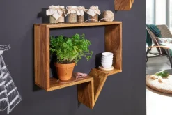 FineBuy 2er Set Wandregale Massivholz Sheesham Regal Wand Wandboard Cubes