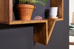 FineBuy 2er Set Wandregale Massivholz Sheesham Regal Wand Wandboard Cubes