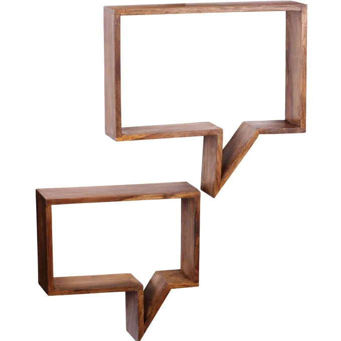 FineBuy 2er Set Wandregale Massivholz Sheesham Regal Wand Wandboard Cubes