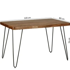 FineBuy Esstisch Massiv Esszimmertisch Holztisch Sheesham Holz Tisch