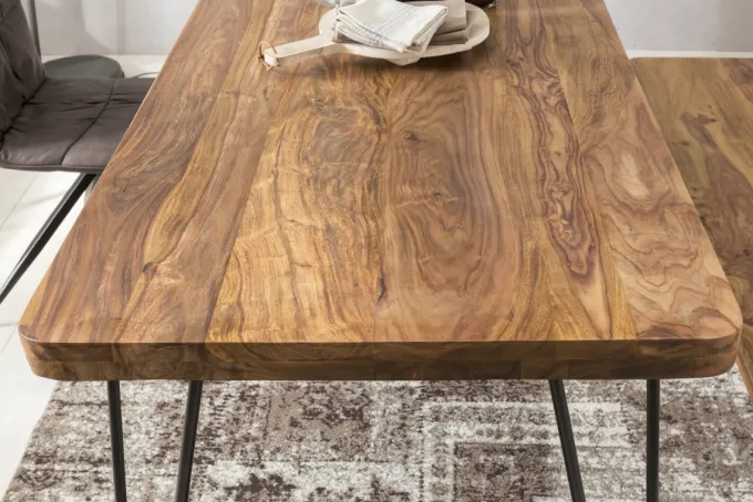 FineBuy Esstisch Massiv Esszimmertisch Holztisch Sheesham Holz Tisch