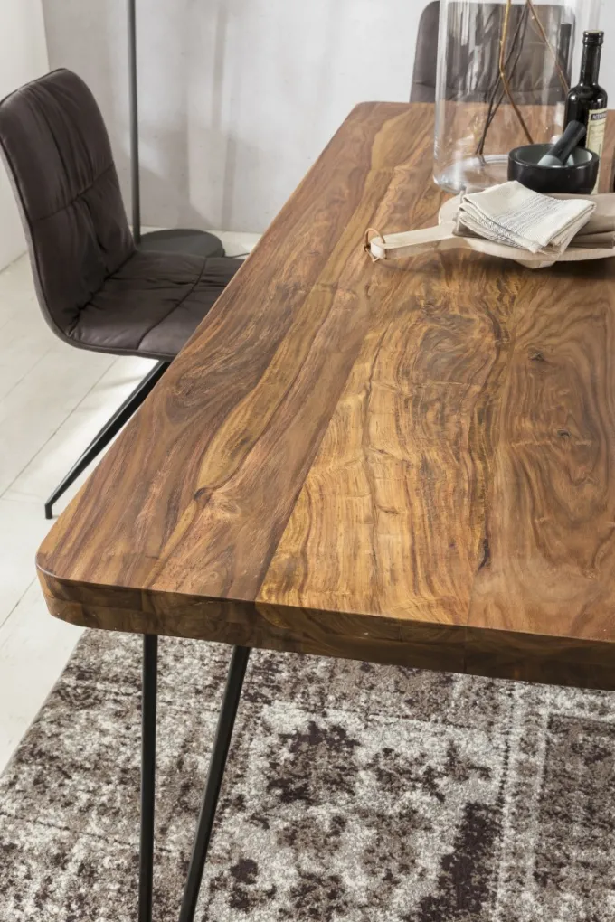 FineBuy Esstisch Massiv Esszimmertisch Holztisch Sheesham Holz Tisch