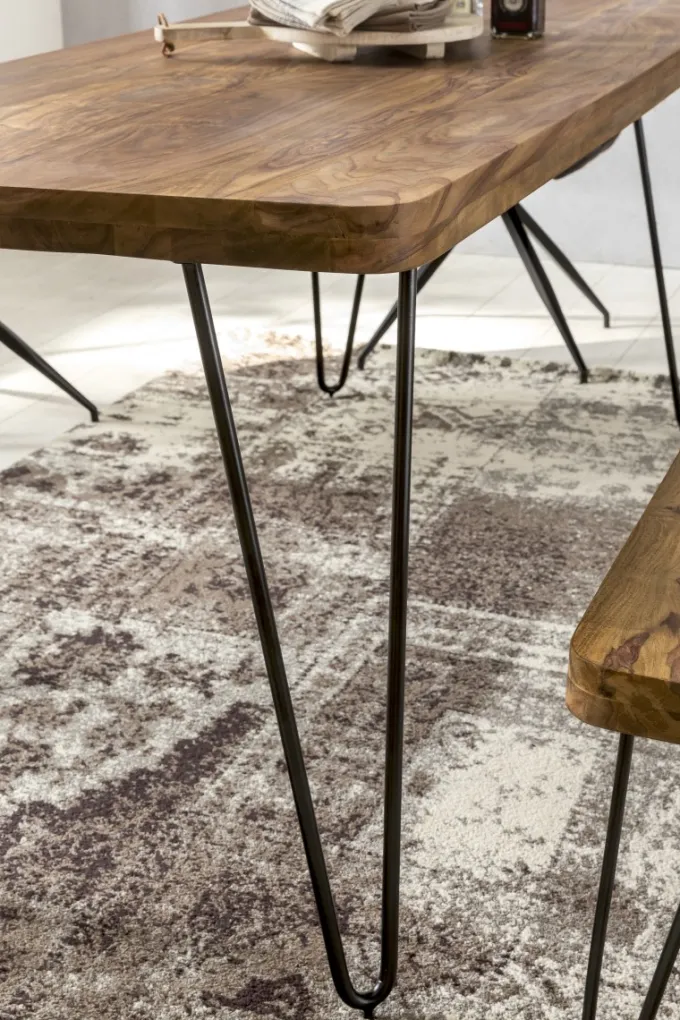FineBuy Esstisch Massiv Esszimmertisch Holztisch Sheesham Holz Tisch