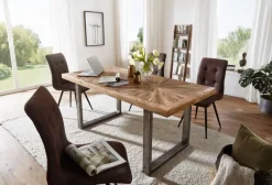 FineBuy Esstisch Natur Küchentisch Holz Esszimmertisch Massiv Industrial Tisch