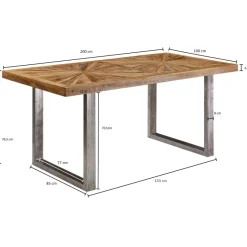 FineBuy Esstisch Natur Küchentisch Holz Esszimmertisch Massiv Industrial Tisch