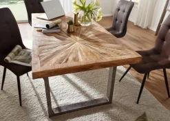 FineBuy Esstisch Natur Küchentisch Holz Esszimmertisch Massiv Industrial Tisch