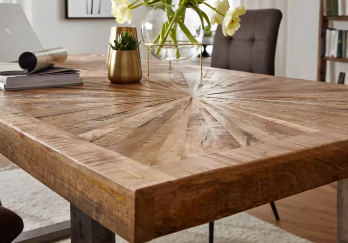 FineBuy Esstisch Natur Küchentisch Holz Esszimmertisch Massiv Industrial Tisch