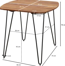 FineBuy Esszimmertisch Esstisch mit Metallbeinen Tisch Massivholz Holztisch