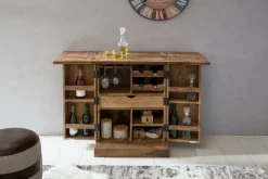 FineBuy Hausbar Massivholz Weinbar Weinschrank Kleiner Barschrank Alkoholschrank