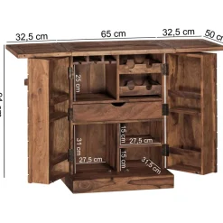 FineBuy Hausbar Massivholz Weinbar Weinschrank Kleiner Barschrank Alkoholschrank