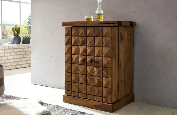 FineBuy Hausbar Massivholz Weinbar Weinschrank Kleiner Barschrank Alkoholschrank