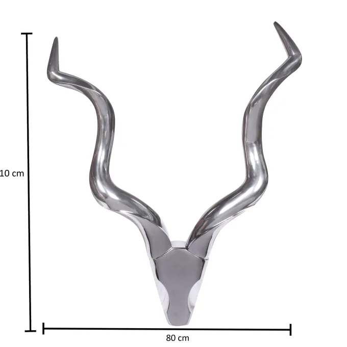 FineBuy Hirschgeweih Wanddekoration Alu Aluminium Silber Wandgeweih Geweih