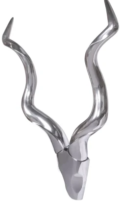 FineBuy Hirschgeweih Wanddekoration Alu Aluminium Silber Wandgeweih Geweih