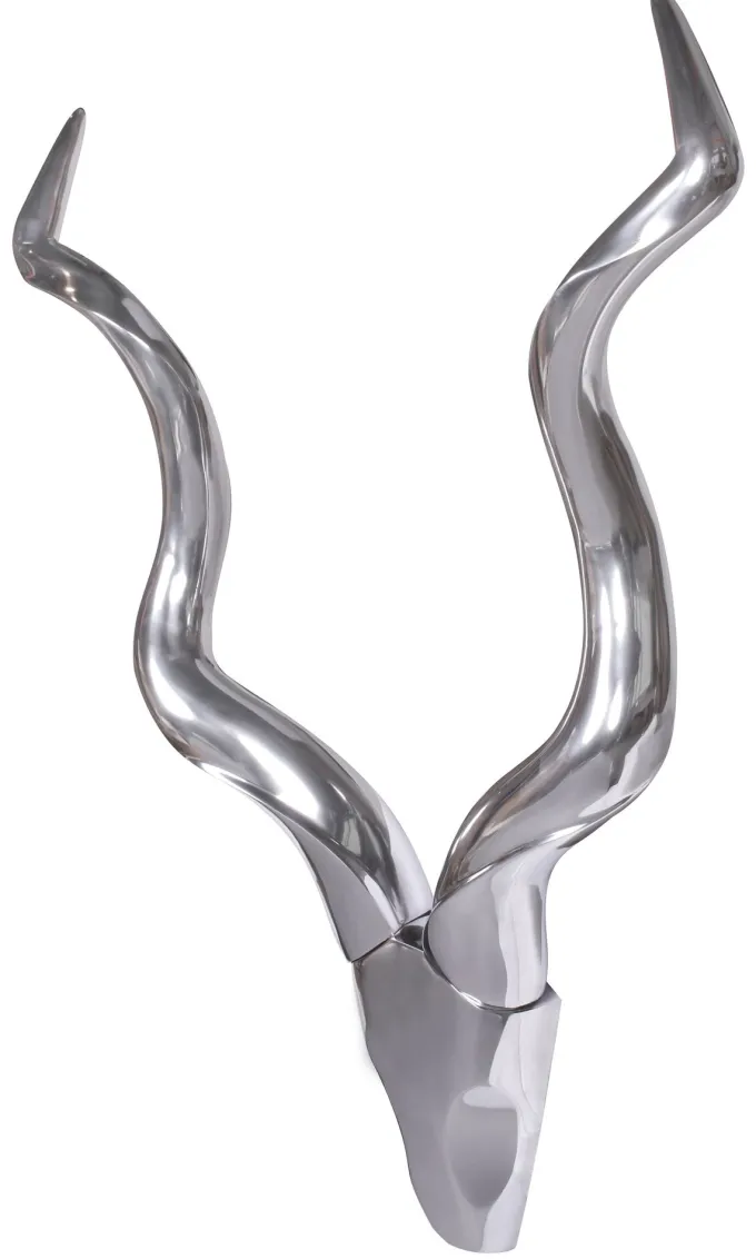 FineBuy Hirschgeweih Wanddekoration Alu Aluminium Silber Wandgeweih Geweih