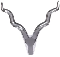 FineBuy Hirschgeweih Wanddekoration Alu Aluminium Silber Wandgeweih Geweih
