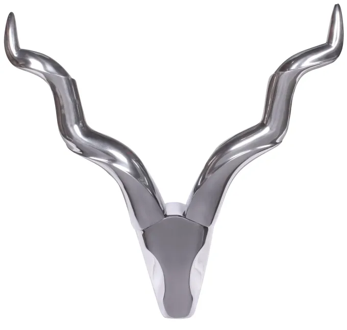 FineBuy Hirschgeweih Wanddekoration Alu Aluminium Silber Wandgeweih Geweih