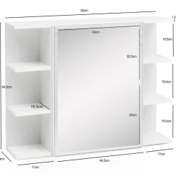 FineBuy Hängeschrank Modern 80x64,5x20cm Wandschrank Holz Spiegelschrank Weiß