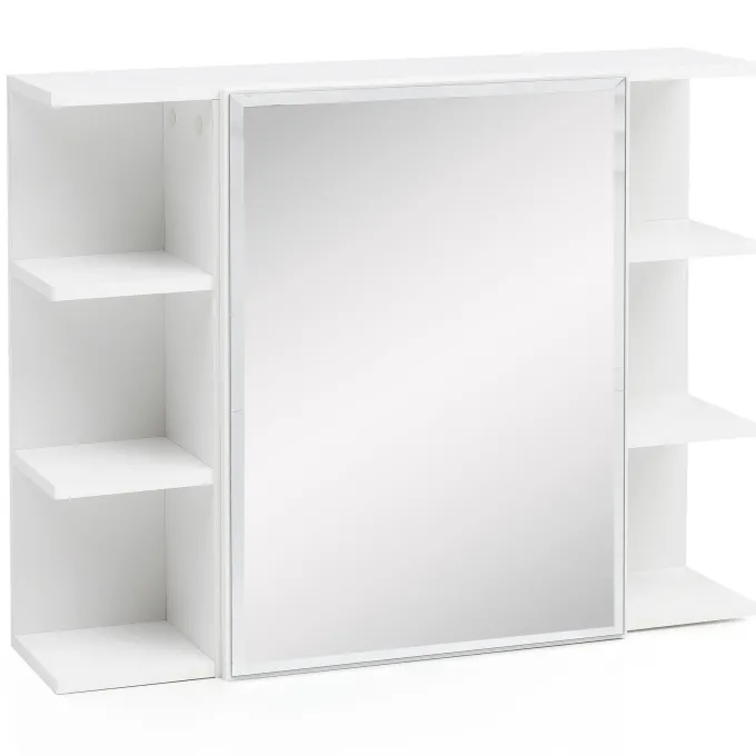 FineBuy Hängeschrank Modern 80x64,5x20cm Wandschrank Holz Spiegelschrank Weiß