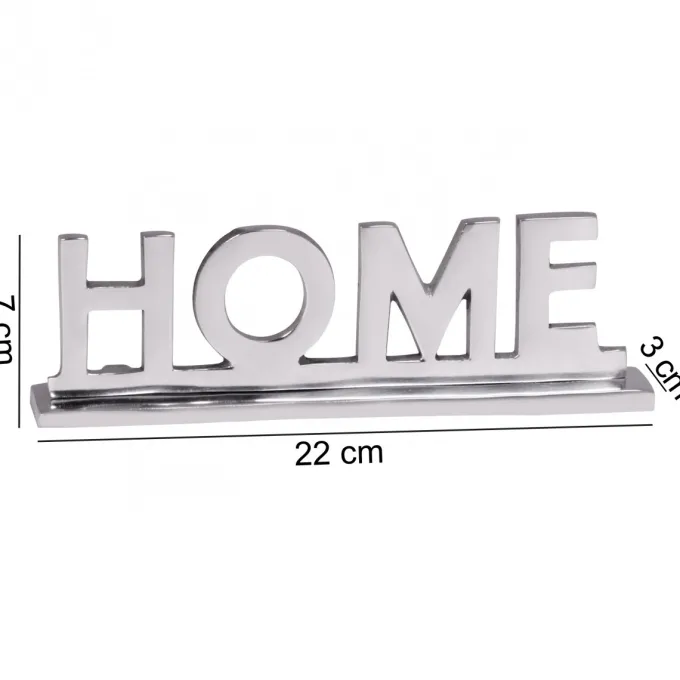 FineBuy Home Schriftzug Deko Wohnzimmer Tisch Dekoration Alu Aluminium Wohndeko