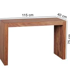 FineBuy Konsolentisch Massivholz Konsole Schreibtisch 115x40x75 cm Flurtisch