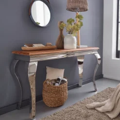 FineBuy Konsolentisch Massivholz 130 cm Flurtisch Anrichte Modern Schreibtisch