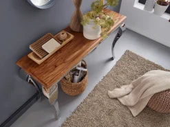FineBuy Konsolentisch Massivholz 130 cm Flurtisch Anrichte Modern Schreibtisch
