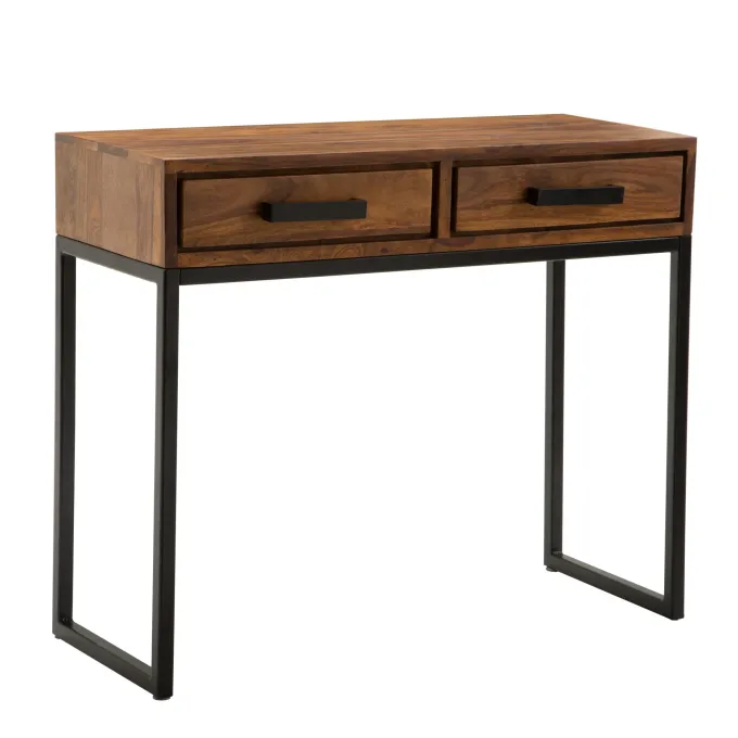 FineBuy Konsolentisch Sheesham Massivholz 90x76x36 cm Flurtisch Anrichte Schmal