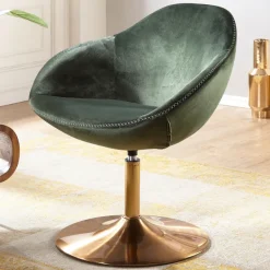FineBuy Loungesessel SIRAN Drehstuhl Clubsessel Samt Cocktailsessel Barsessel