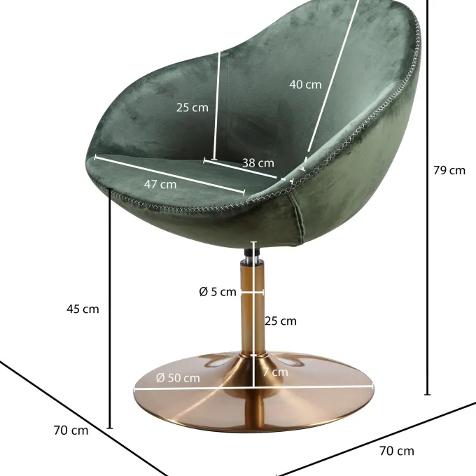 FineBuy Loungesessel SIRAN Drehstuhl Clubsessel Samt Cocktailsessel Barsessel