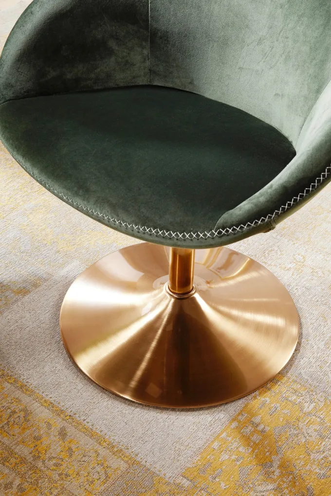 FineBuy Loungesessel SIRAN Drehstuhl Clubsessel Samt Cocktailsessel Barsessel