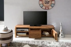 FineBuy Lowboard Massivholz Kommode 140 cm TV-Board Landhaus-Stil 40 cm TV-Möbel